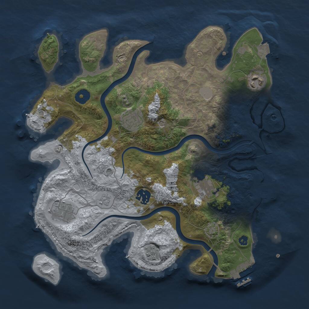 Rust Map: Procedural Map, Size: 3200, Seed: 9999, 12 Monuments