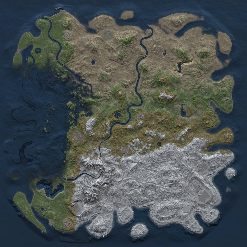 Rust Map: Procedural Map, Size: 6000, Seed: 965290949, 17 Monuments