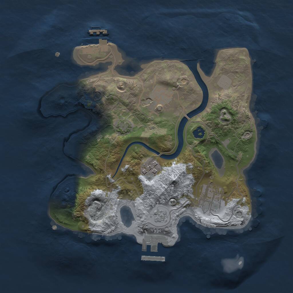 Rust Map: Procedural Map, Size: 2500, Seed: 864608830, 9 Monuments