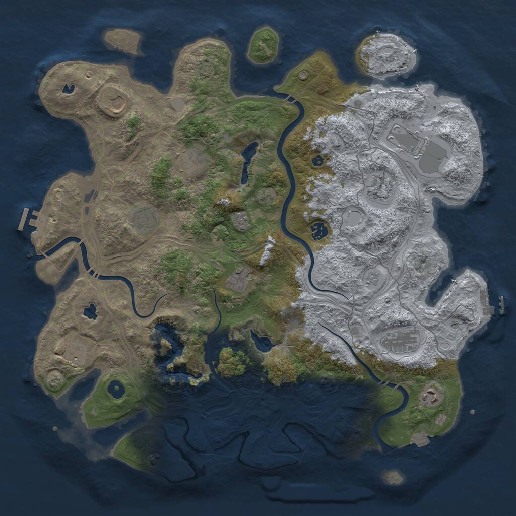 Rust Map: Procedural Map, Size: 4500, Seed: 12121, 17 Monuments