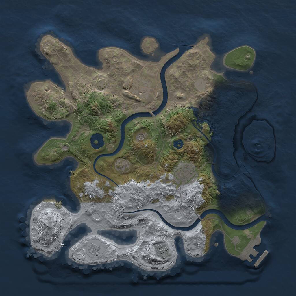 Rust Map: Procedural Map, Size: 3000, Seed: 822085225, 8 Monuments