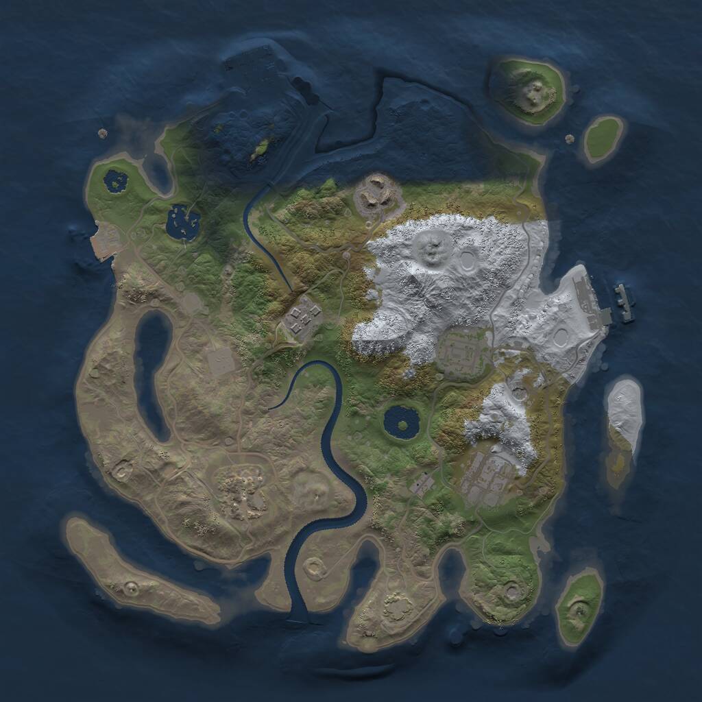 Rust Map: Procedural Map, Size: 3000, Seed: 42424242, 11 Monuments