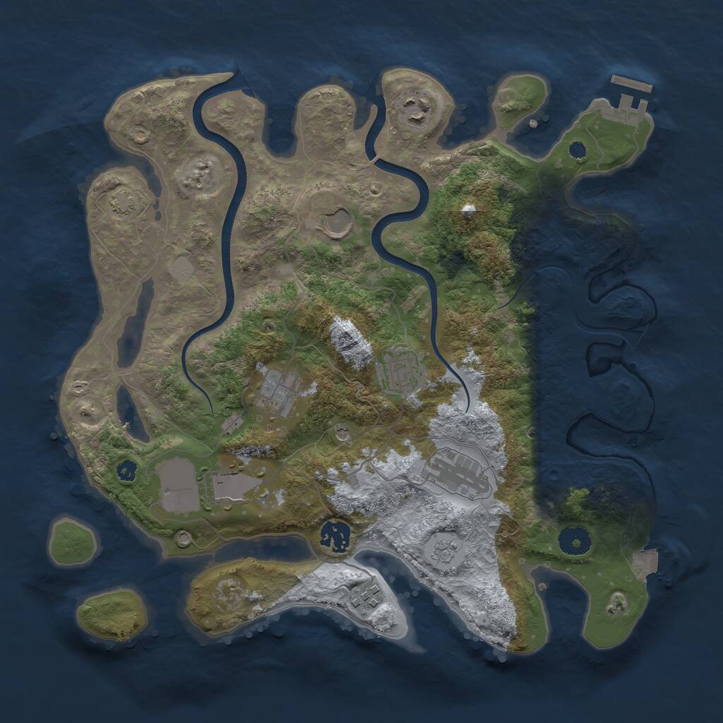 Rust Map: Procedural Map, Size: 3500, Seed: 290411, 13 Monuments