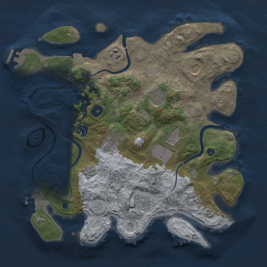 Rust Map: Procedural Map, Size: 3500, Seed: 6394, 15 Monuments