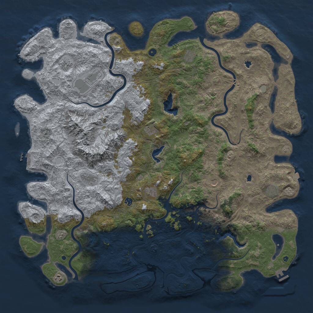 Rust Map: Procedural Map, Size: 6000, Seed: 1916926485, 17 Monuments