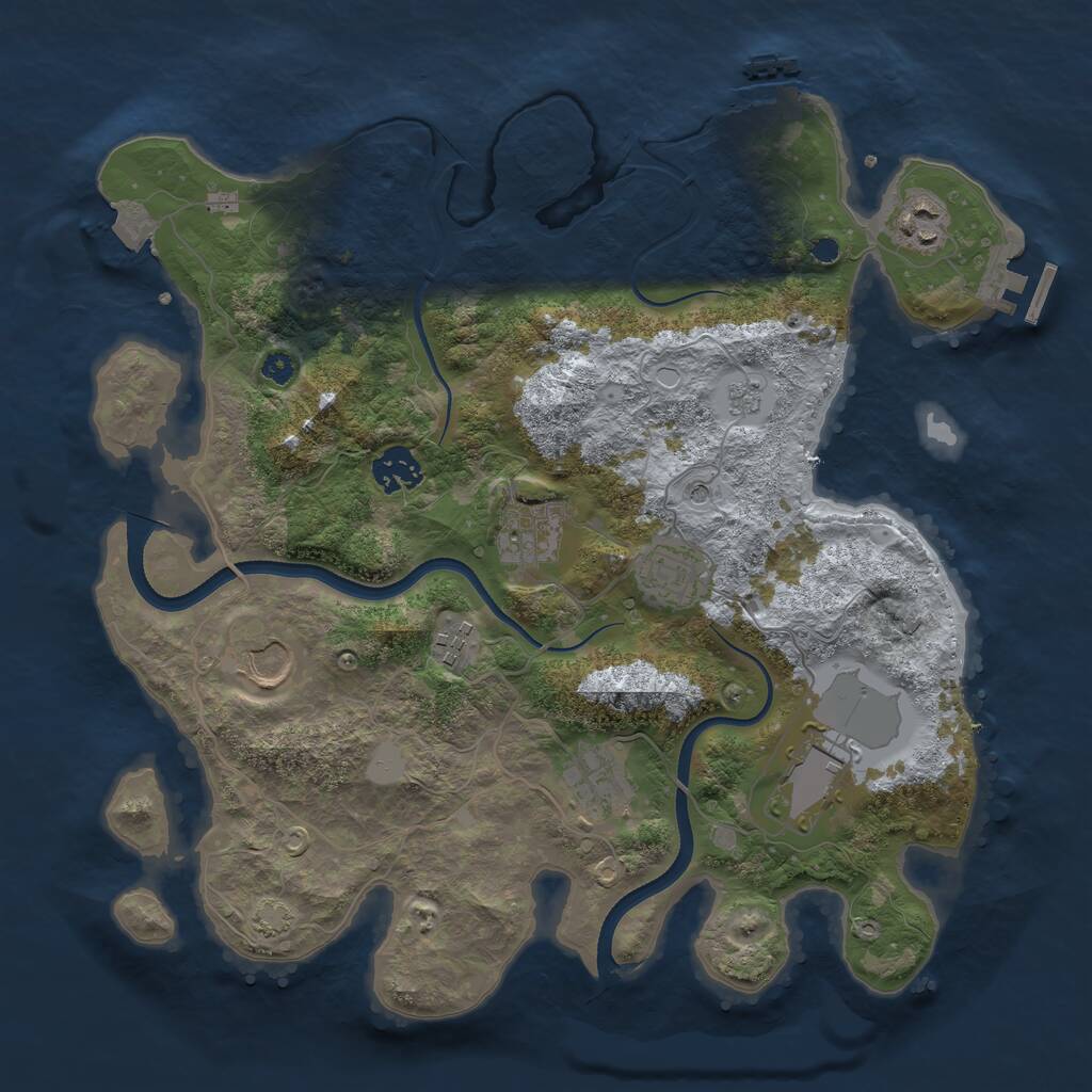 Rust Map: Procedural Map, Size: 3500, Seed: 6541684, 14 Monuments