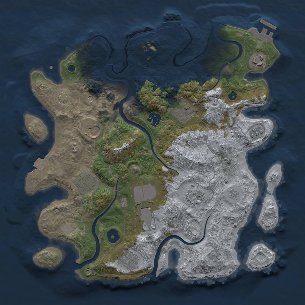 Rust Map: Procedural Map, Size: 3500, Seed: 1404287243, 15 Monuments