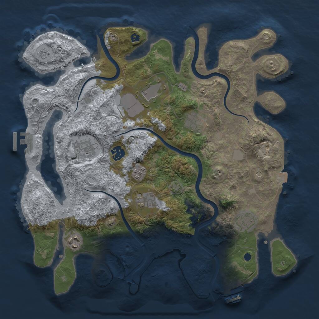 Rust Map: Procedural Map, Size: 3500, Seed: 1625584142, 14 Monuments
