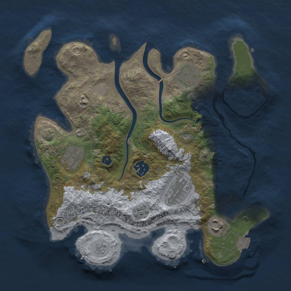 Rust Map: Procedural Map, Size: 3000, Seed: 13891, 10 Monuments
