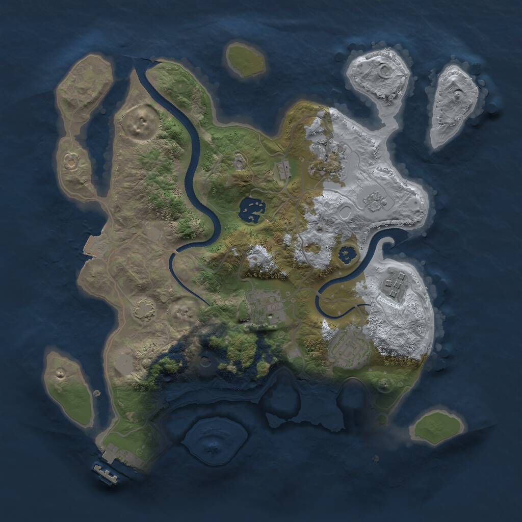 Rust Map: Procedural Map, Size: 3000, Seed: 15957, 10 Monuments