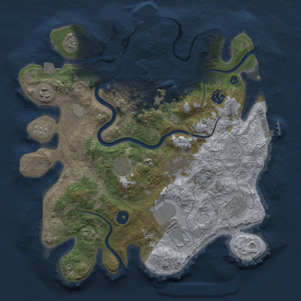 Rust Map: Procedural Map, Size: 3500, Seed: 1322229652, 14 Monuments