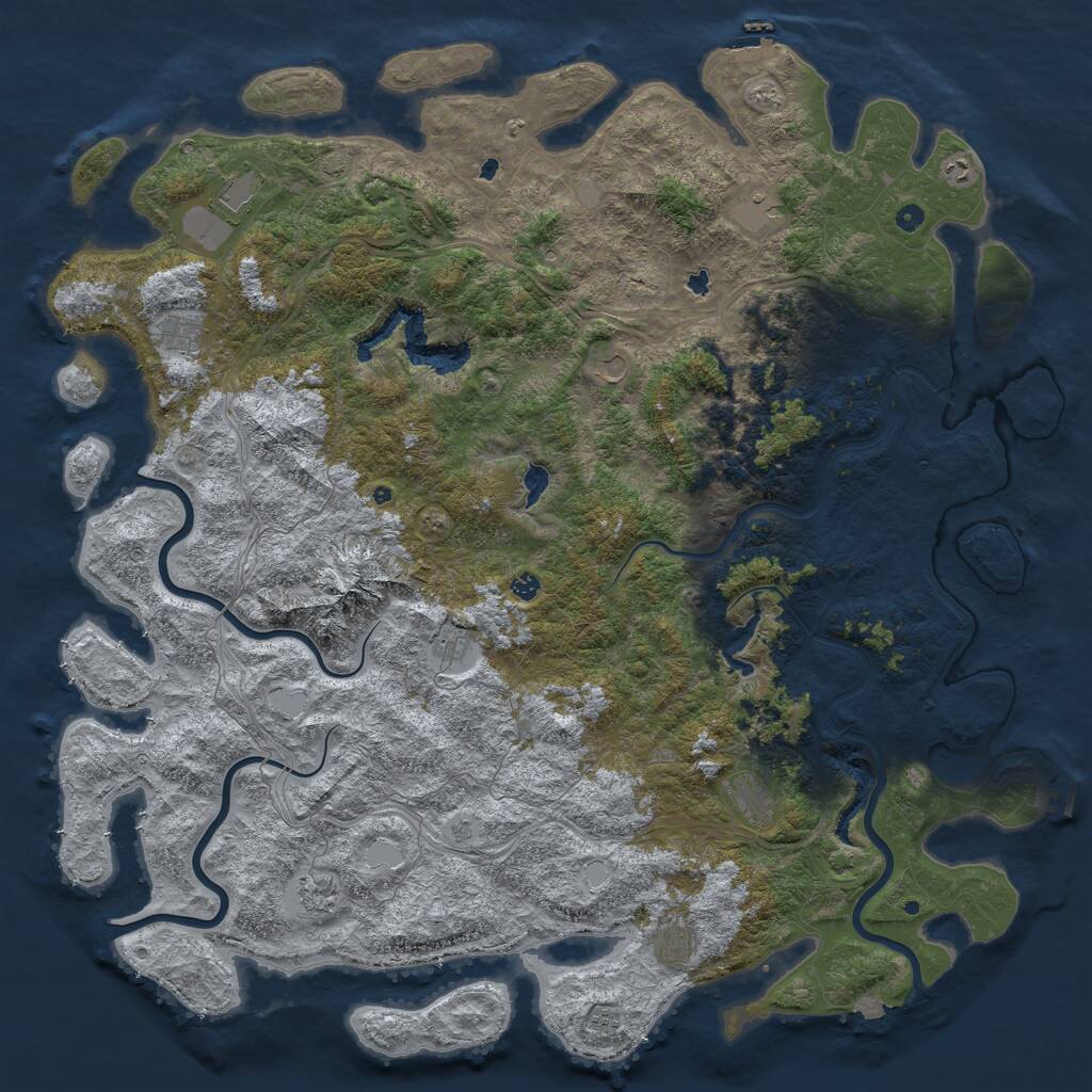 Rust Map: Procedural Map, Size: 6000, Seed: 196577216, 17 Monuments