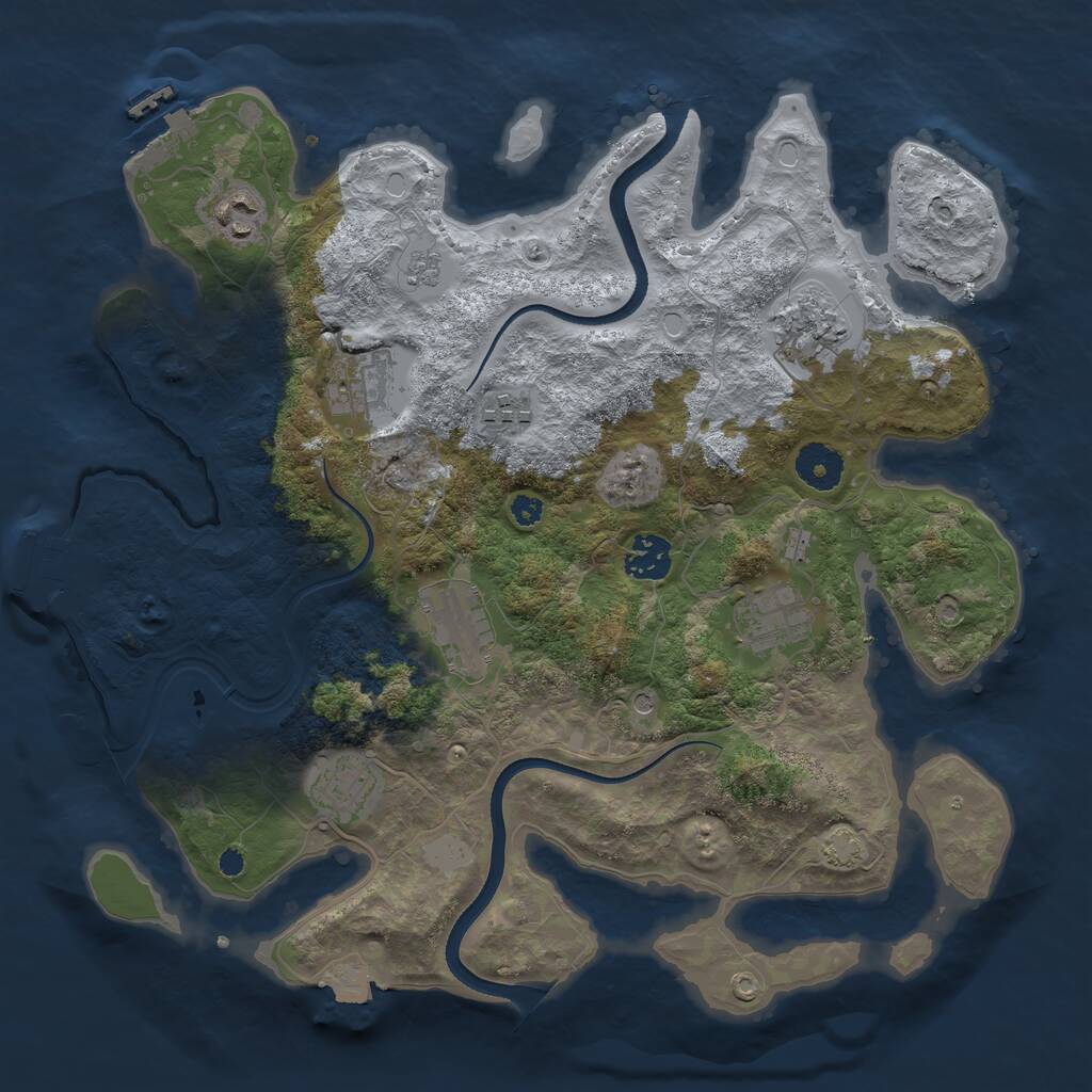 Rust Map: Procedural Map, Size: 3499, Seed: 592514942, 14 Monuments