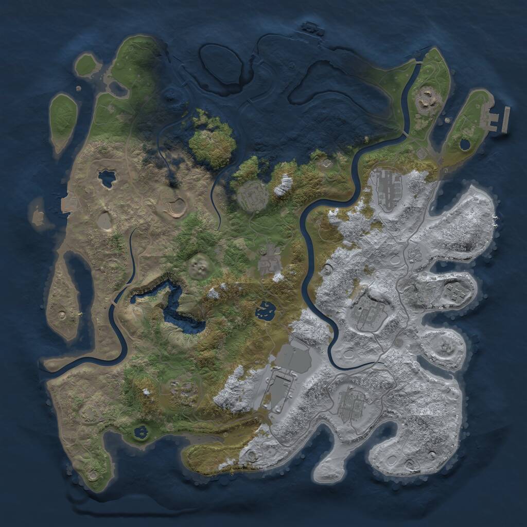 Rust Map: Procedural Map, Size: 4000, Seed: 270055285, 17 Monuments