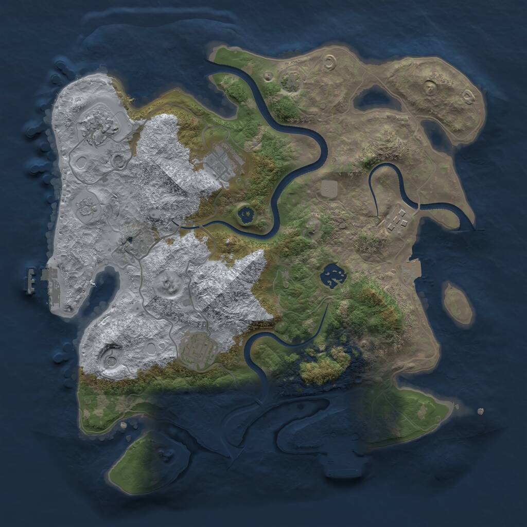 Rust Map: Procedural Map, Size: 3300, Seed: 91442023, 11 Monuments