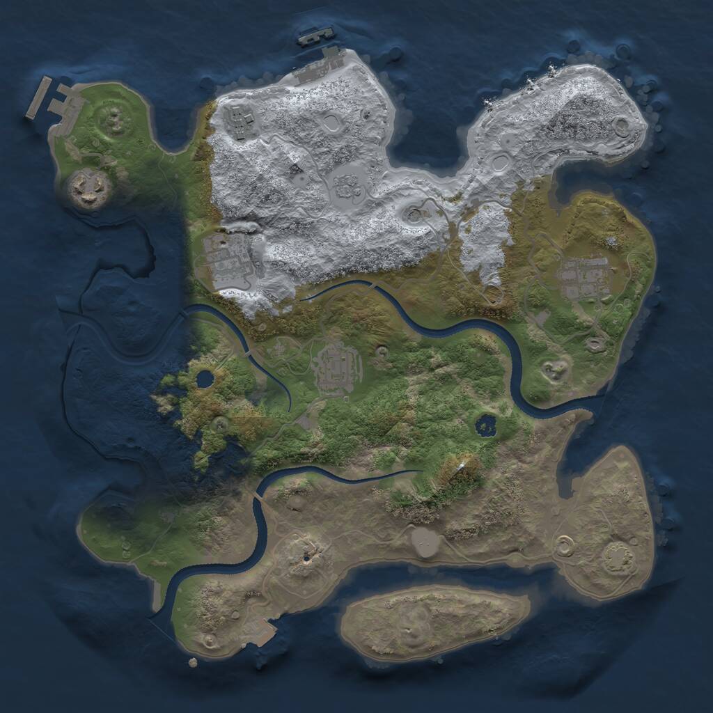 Rust Map: Procedural Map, Size: 3200, Seed: 52323, 11 Monuments