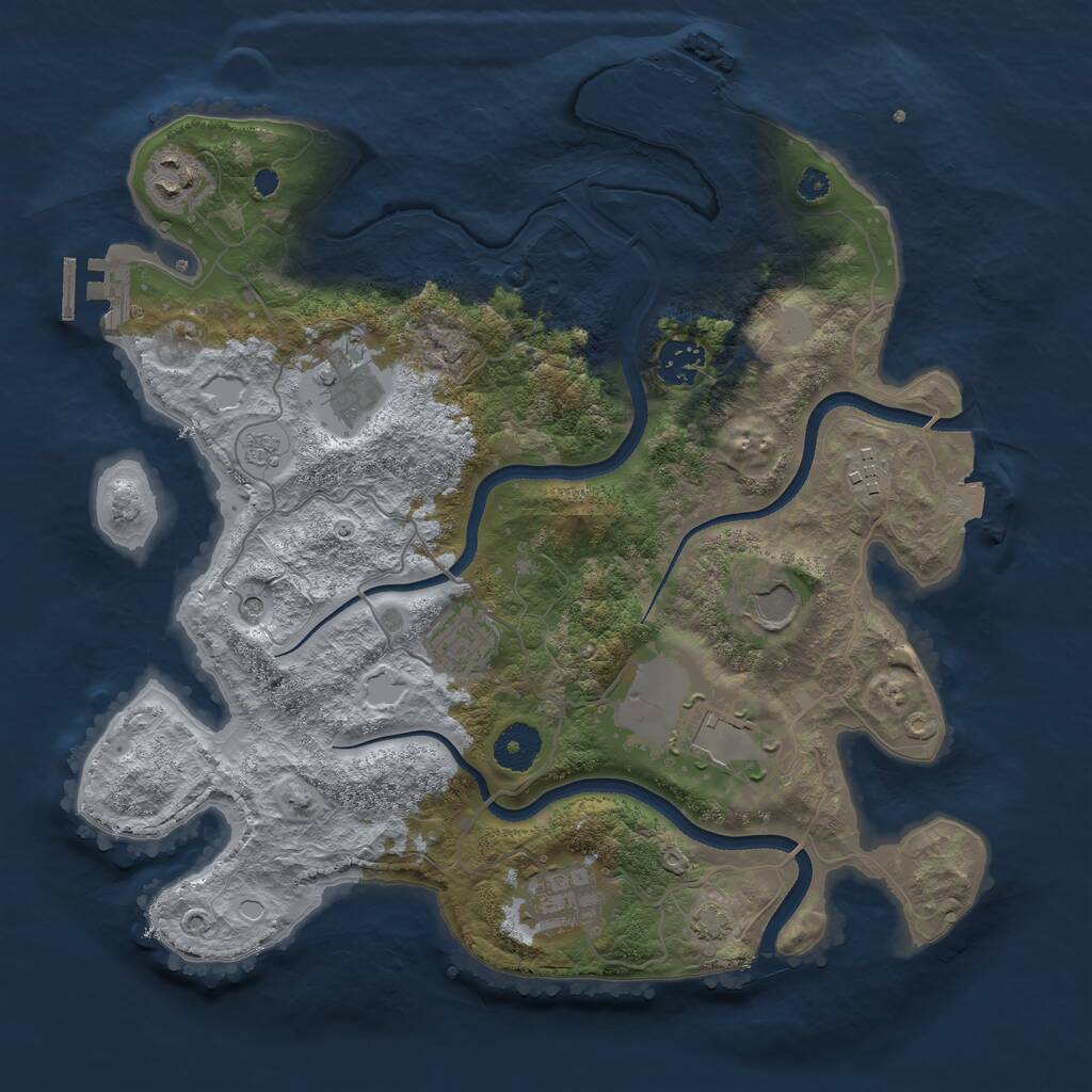 Rust Map: Procedural Map, Size: 3500, Seed: 90321144, 14 Monuments