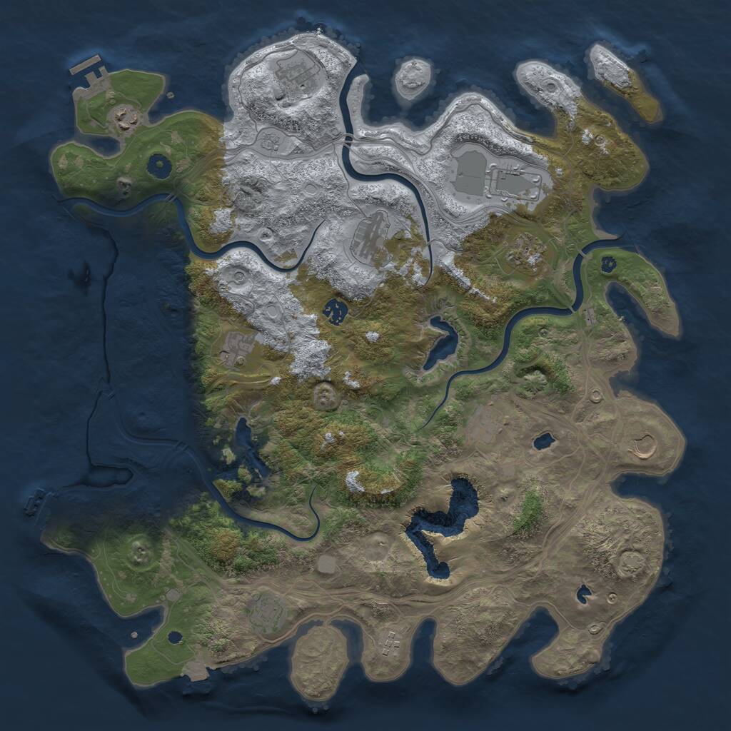 Rust Map: Procedural Map, Size: 4500, Seed: 1220375092, 17 Monuments