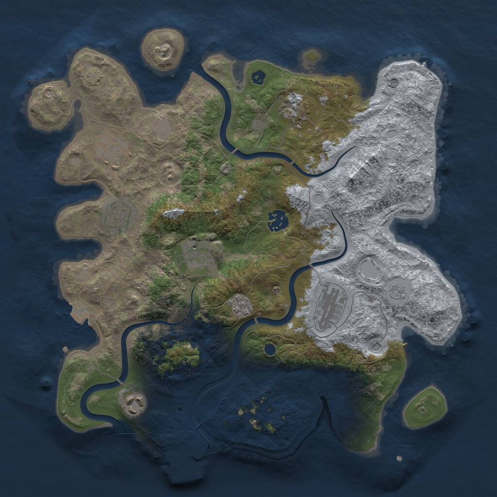 Rust Map: Procedural Map, Size: 3499, Seed: 8000, 13 Monuments