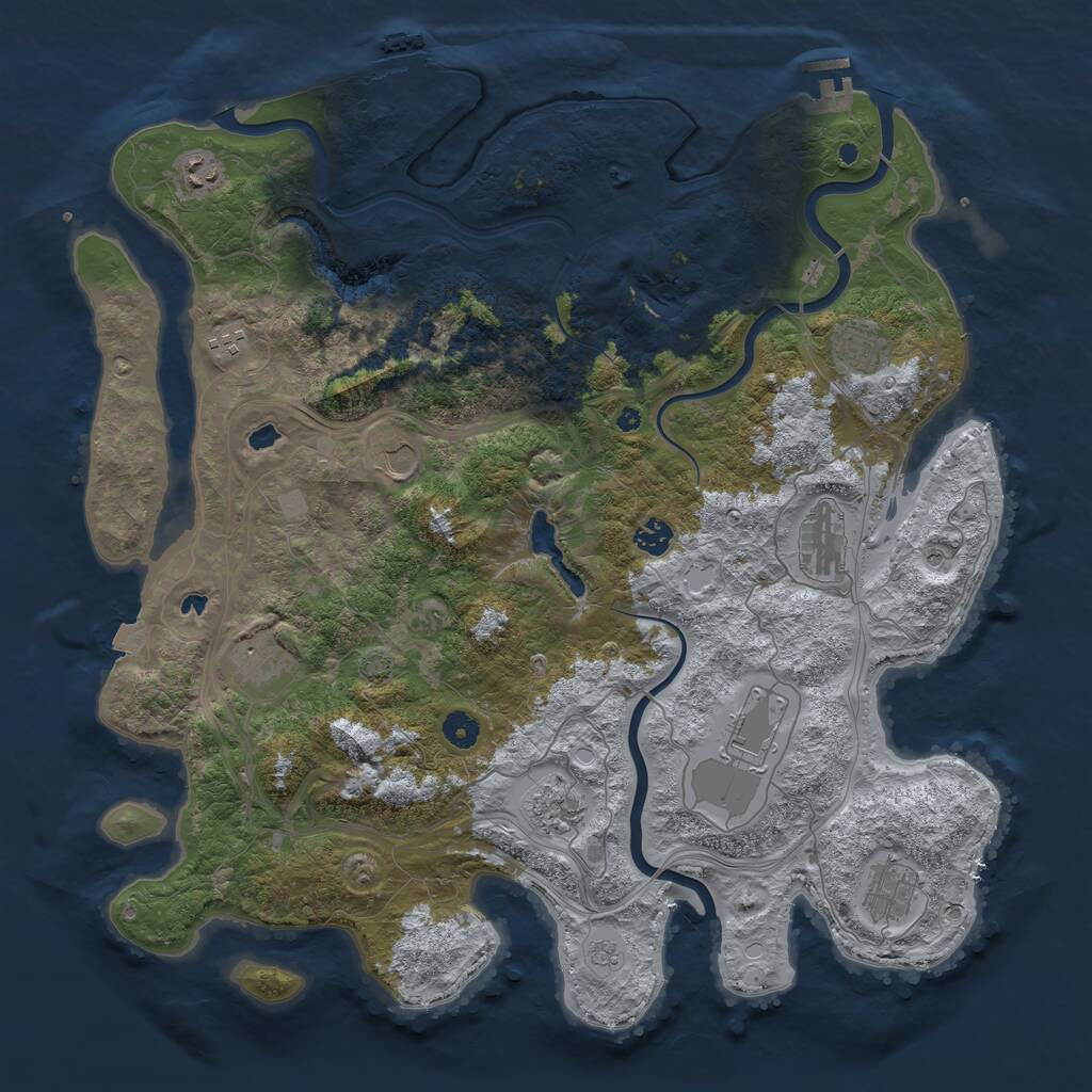 Rust Map: Procedural Map, Size: 4500, Seed: 1708469081, 16 Monuments