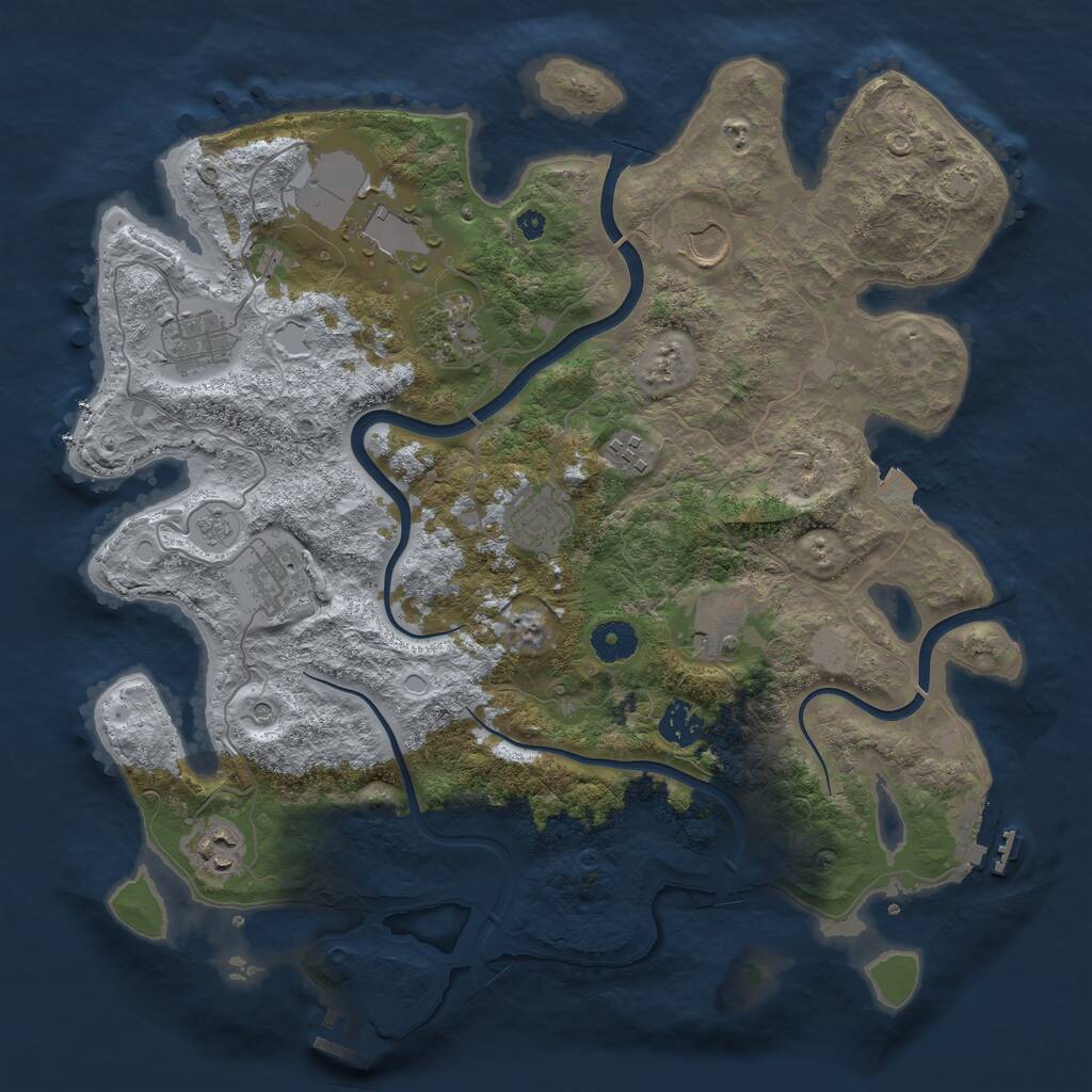 Rust Map: Procedural Map, Size: 3800, Seed: 246115378, 16 Monuments