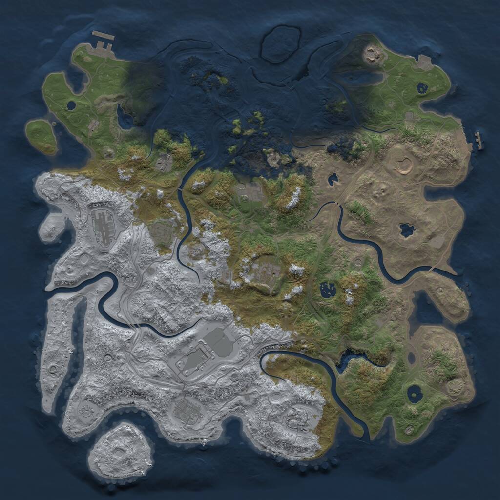 Rust Map: Procedural Map, Size: 4500, Seed: 877412599, 17 Monuments