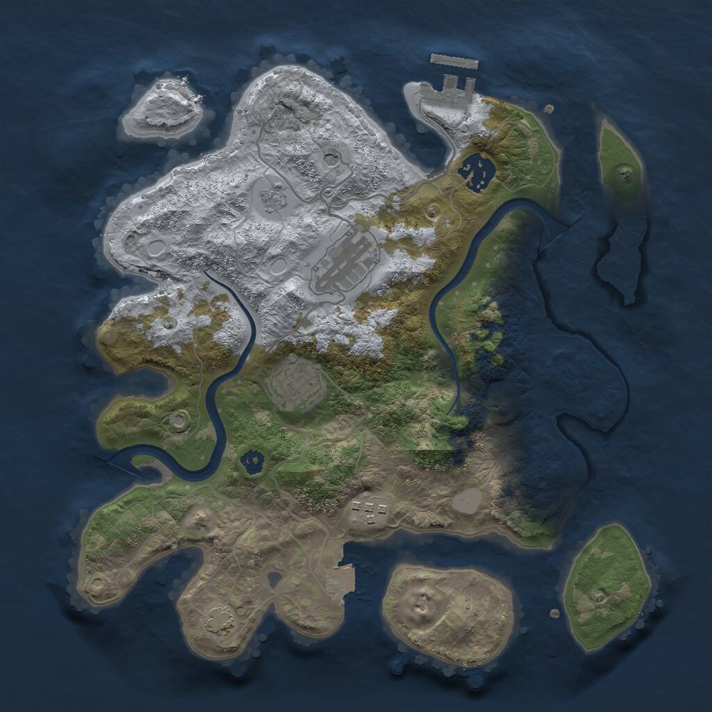 Rust Map: Procedural Map, Size: 3000, Seed: 1943154754, 9 Monuments