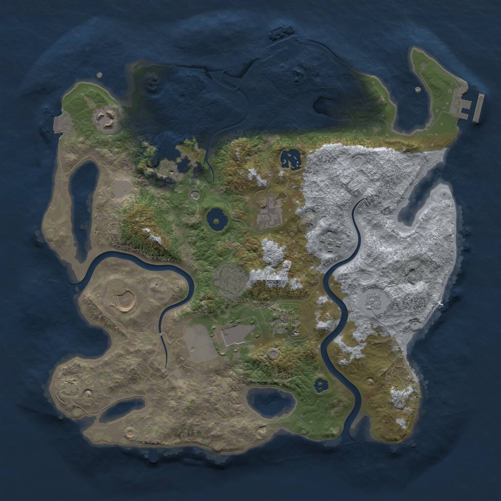 Rust Map: Procedural Map, Size: 3500, Seed: 69545454, 15 Monuments