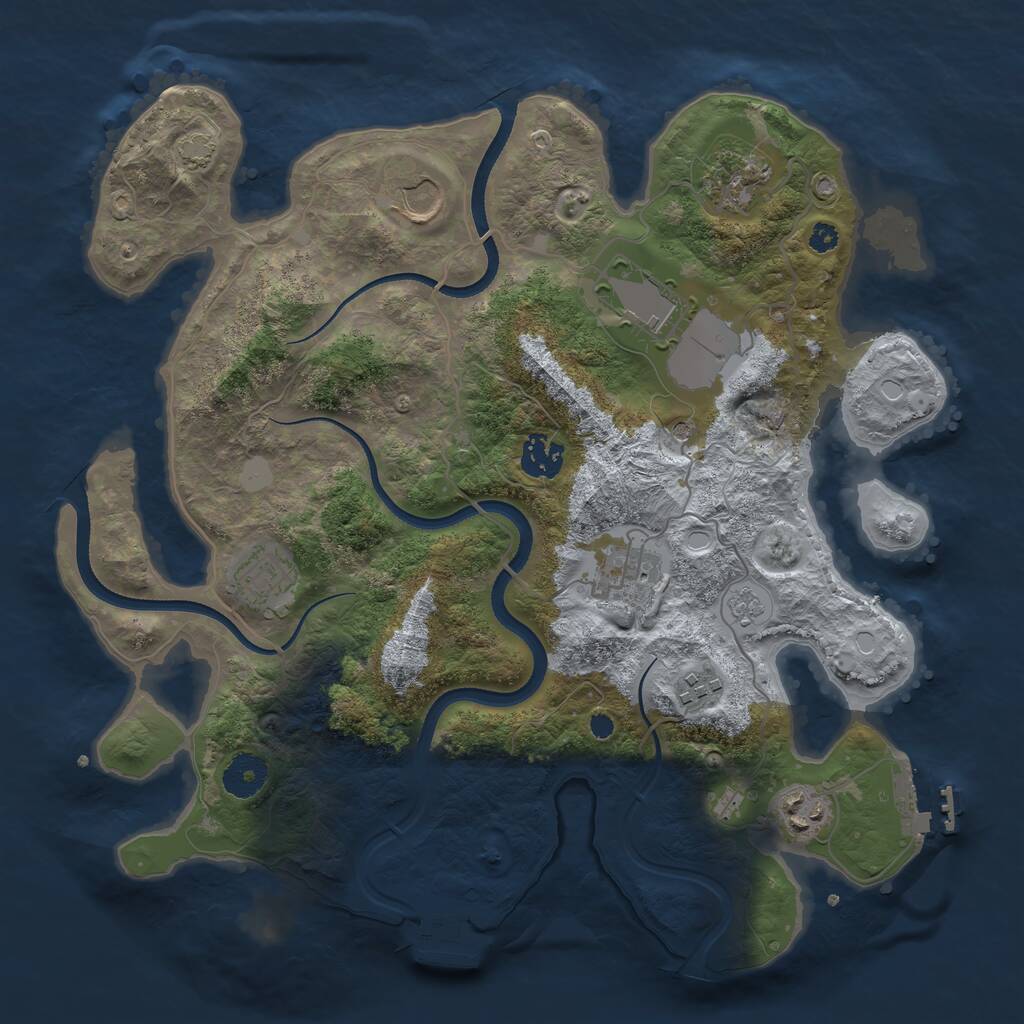 Rust Map: Procedural Map, Size: 3500, Seed: 1943074466, 14 Monuments