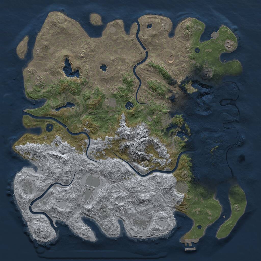 Rust Map: Procedural Map, Size: 5000, Seed: 995434942, 17 Monuments