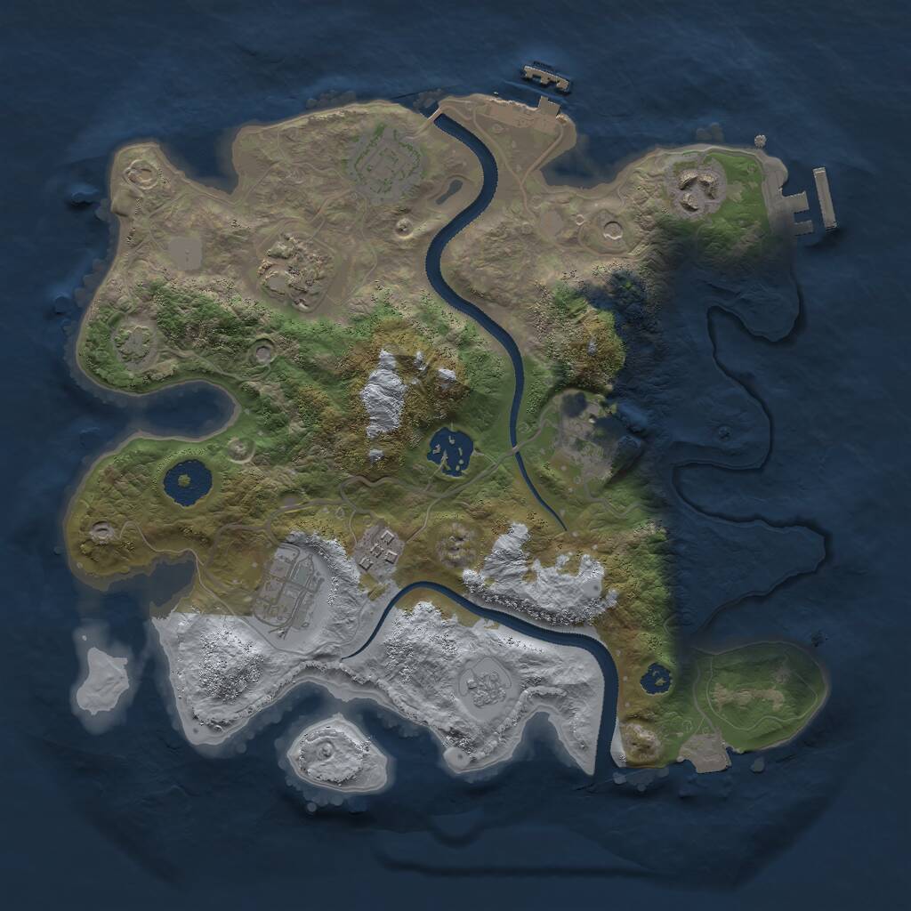 Rust Map: Procedural Map, Size: 3000, Seed: 25577, 13 Monuments