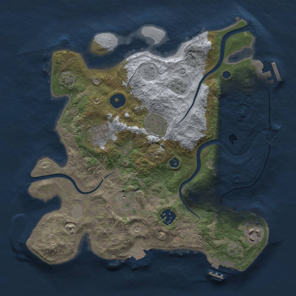 Rust Map: Procedural Map, Size: 3000, Seed: 14117, 12 Monuments