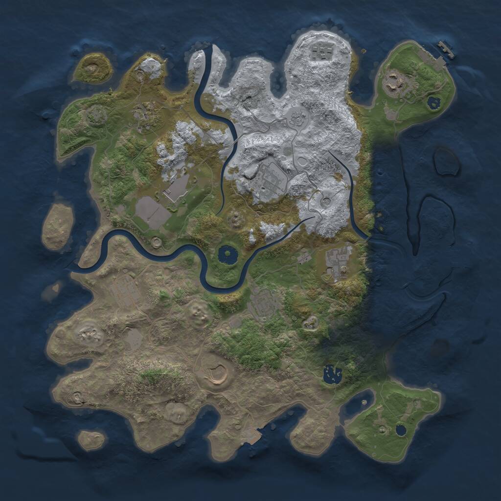 Rust Map: Procedural Map, Size: 3800, Seed: 2763812, 16 Monuments