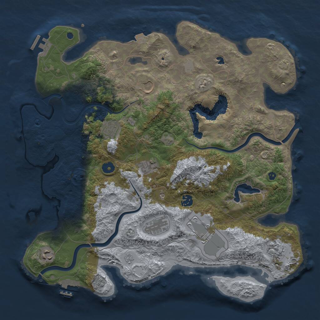 Rust Map: Procedural Map, Size: 4000, Seed: 34667, 15 Monuments