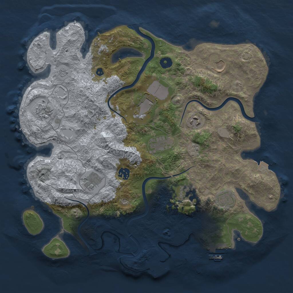 Rust Map: Procedural Map, Size: 3750, Seed: 7663080, 16 Monuments
