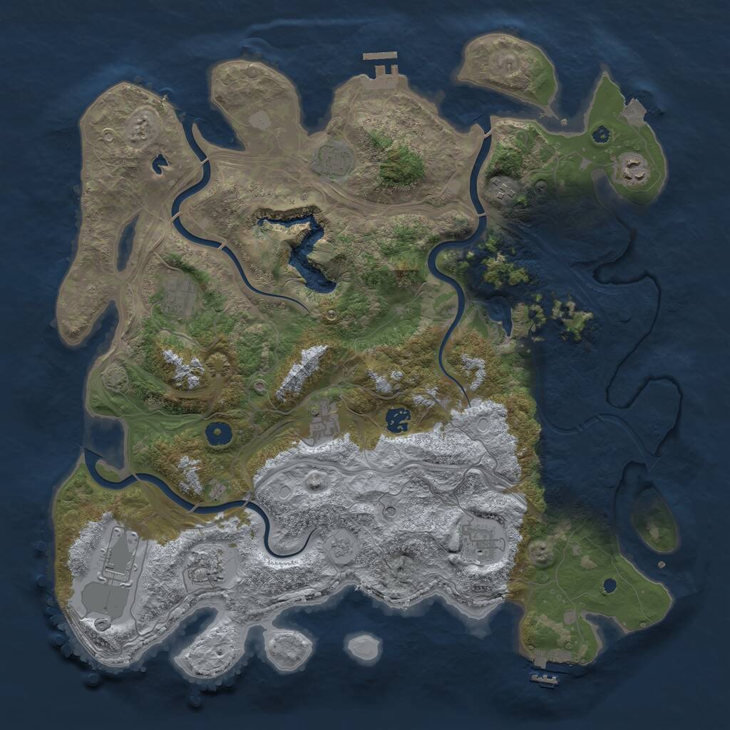 Rust Map: Procedural Map, Size: 4300, Seed: 740164966, 15 Monuments