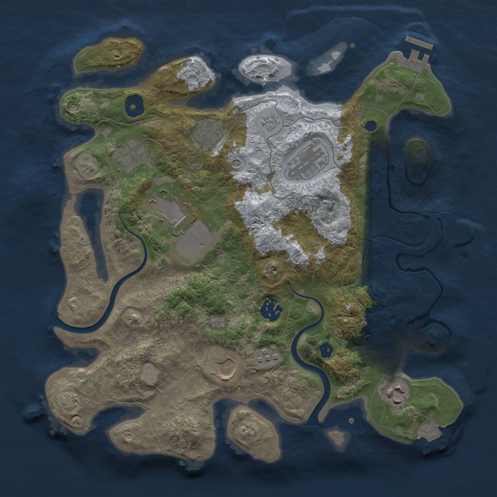 Rust Map: Procedural Map, Size: 3500, Seed: 859672555, 13 Monuments