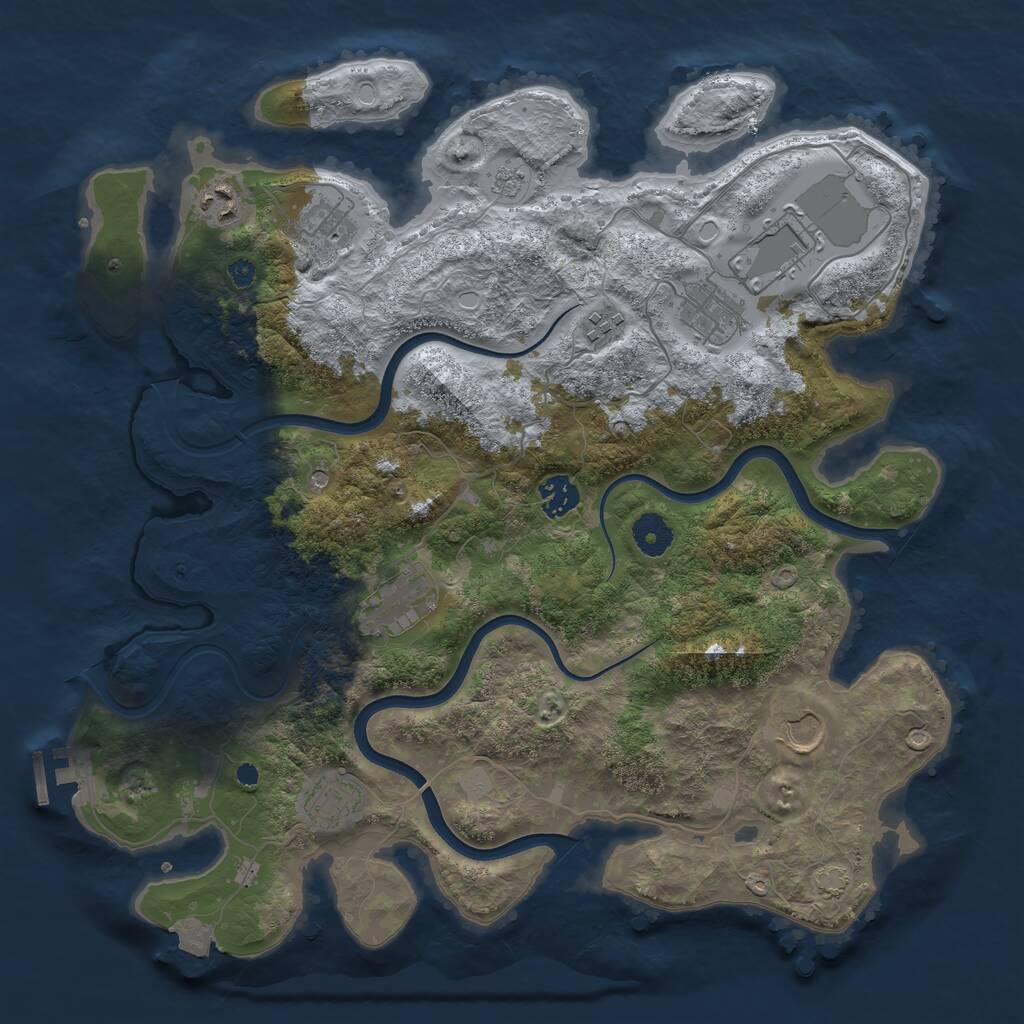 Rust Map: Procedural Map, Size: 3800, Seed: 120068877, 14 Monuments