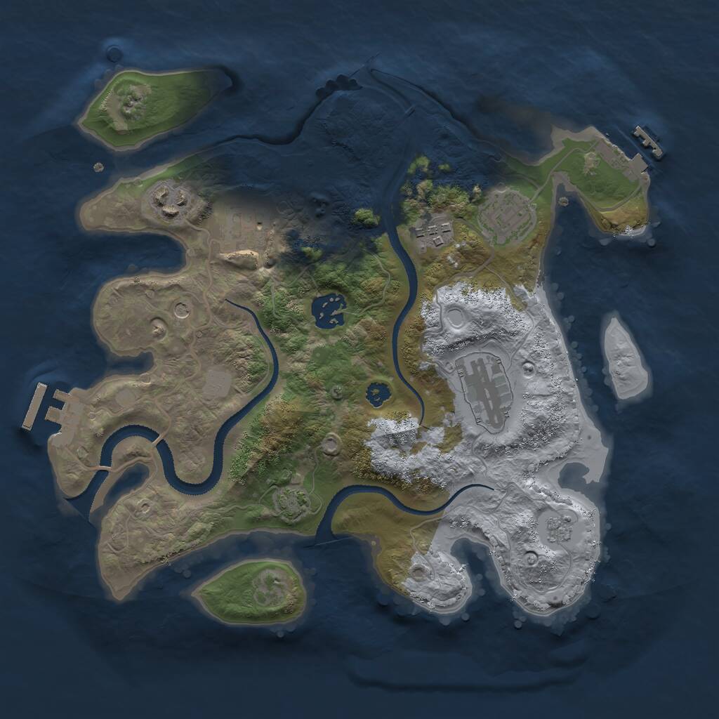 Rust Map: Procedural Map, Size: 3000, Seed: 722548, 12 Monuments