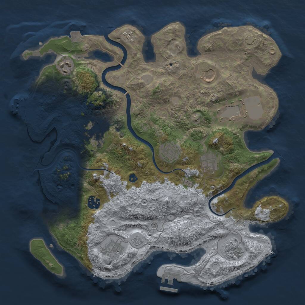 Rust Map: Procedural Map, Size: 3500, Seed: 1349, 16 Monuments
