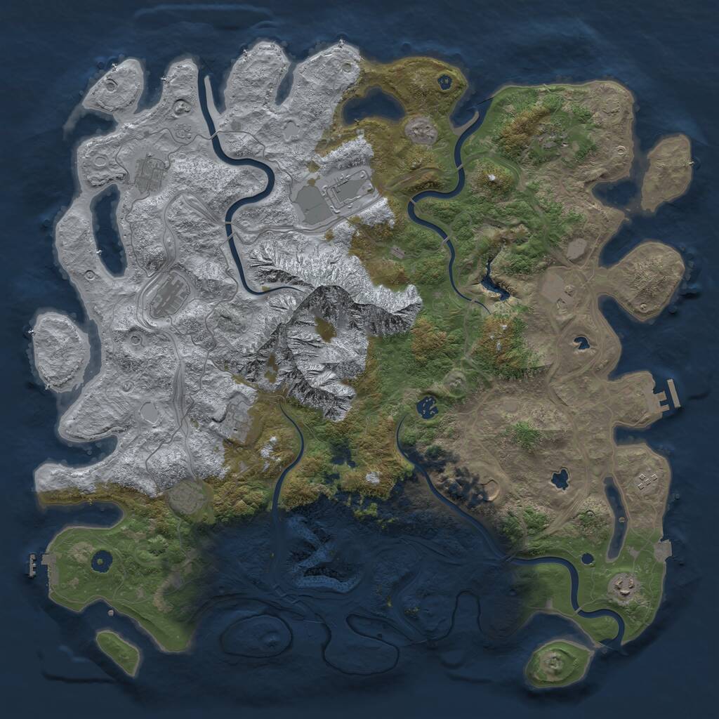 Rust Map: Procedural Map, Size: 5000, Seed: 1081046708, 17 Monuments