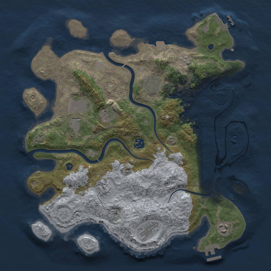 Rust Map: Procedural Map, Size: 3750, Seed: 3241, 14 Monuments