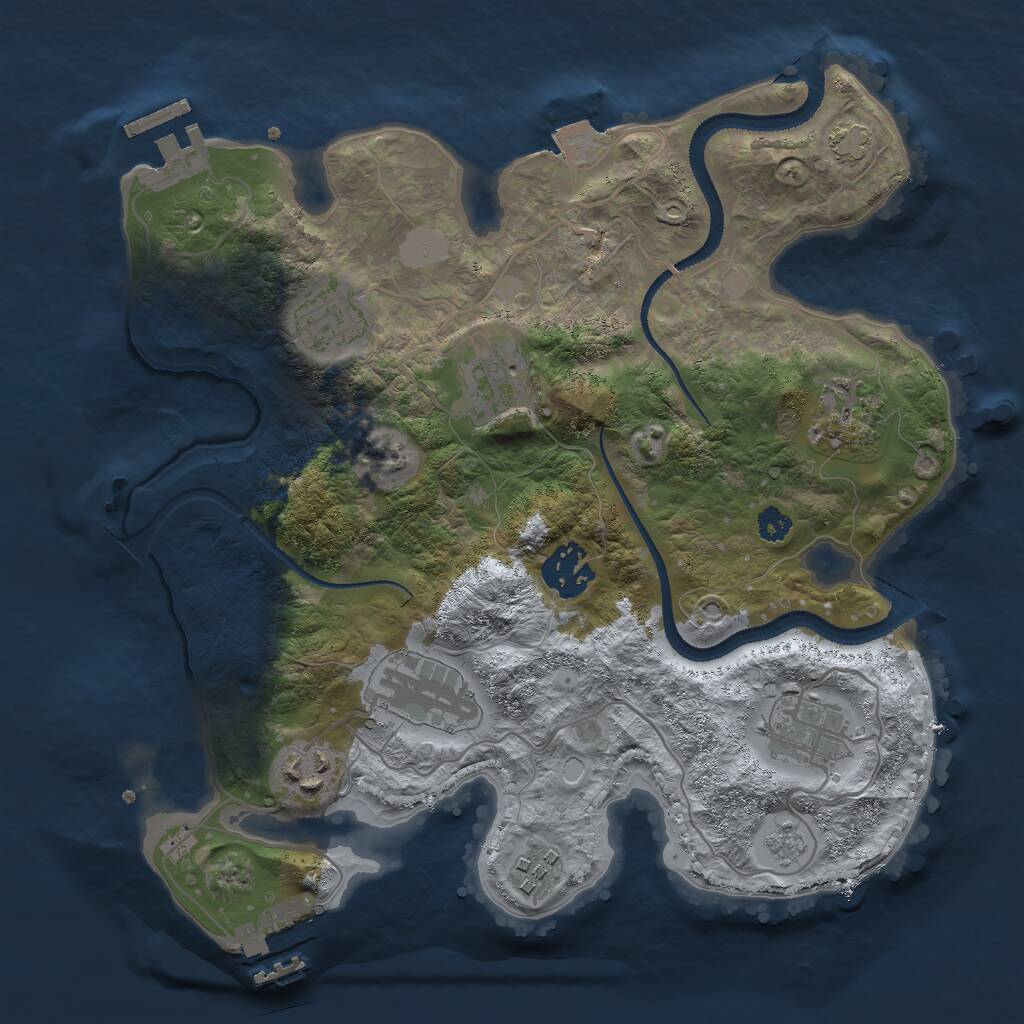 Rust Map: Procedural Map, Size: 3000, Seed: 345622, 13 Monuments
