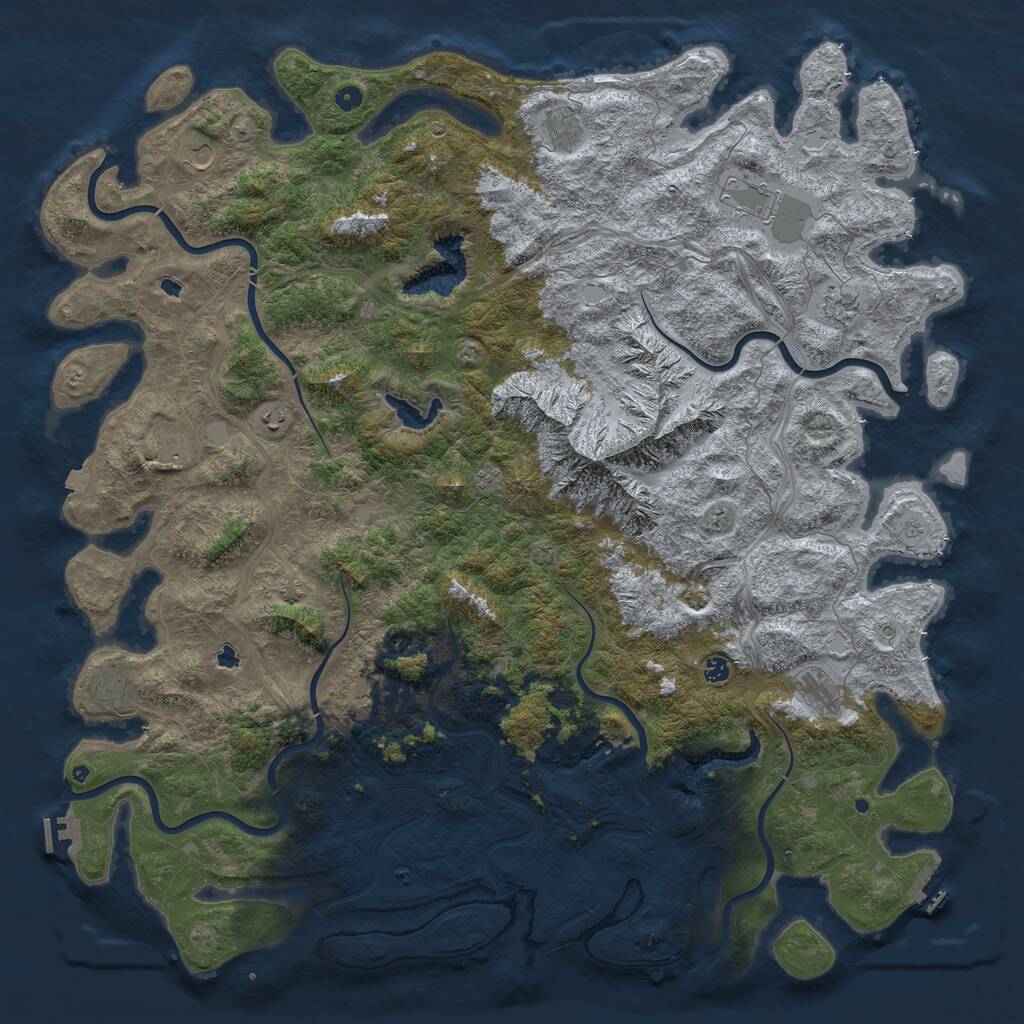 Rust Map: Procedural Map, Size: 6000, Seed: 821690915, 17 Monuments