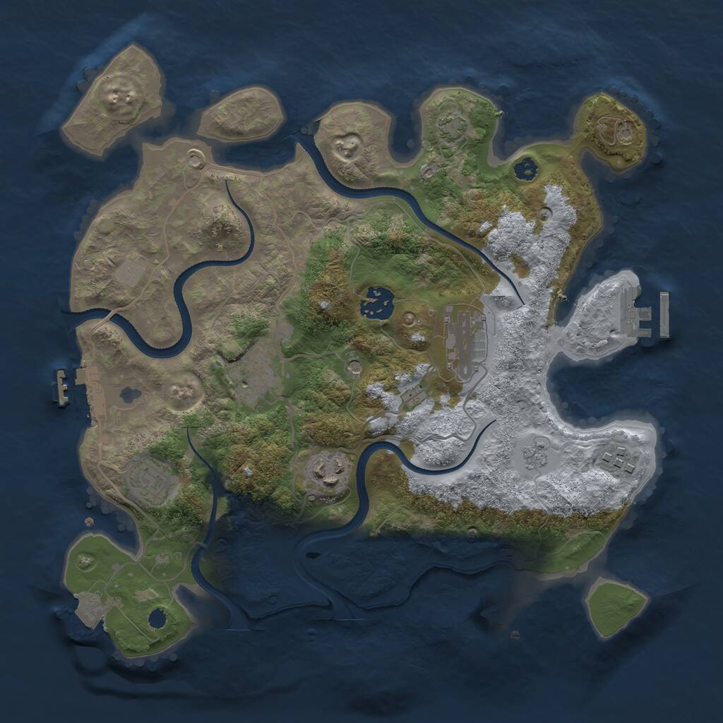 Rust Map: Procedural Map, Size: 3200, Seed: 3770133, 12 Monuments
