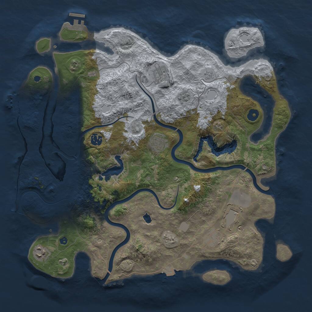 Rust Map: Procedural Map, Size: 4000, Seed: 202097228, 13 Monuments
