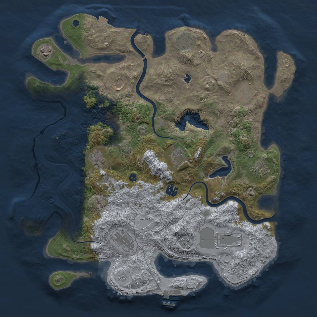 Rust Map: Procedural Map, Size: 4000, Seed: 56214895, 17 Monuments