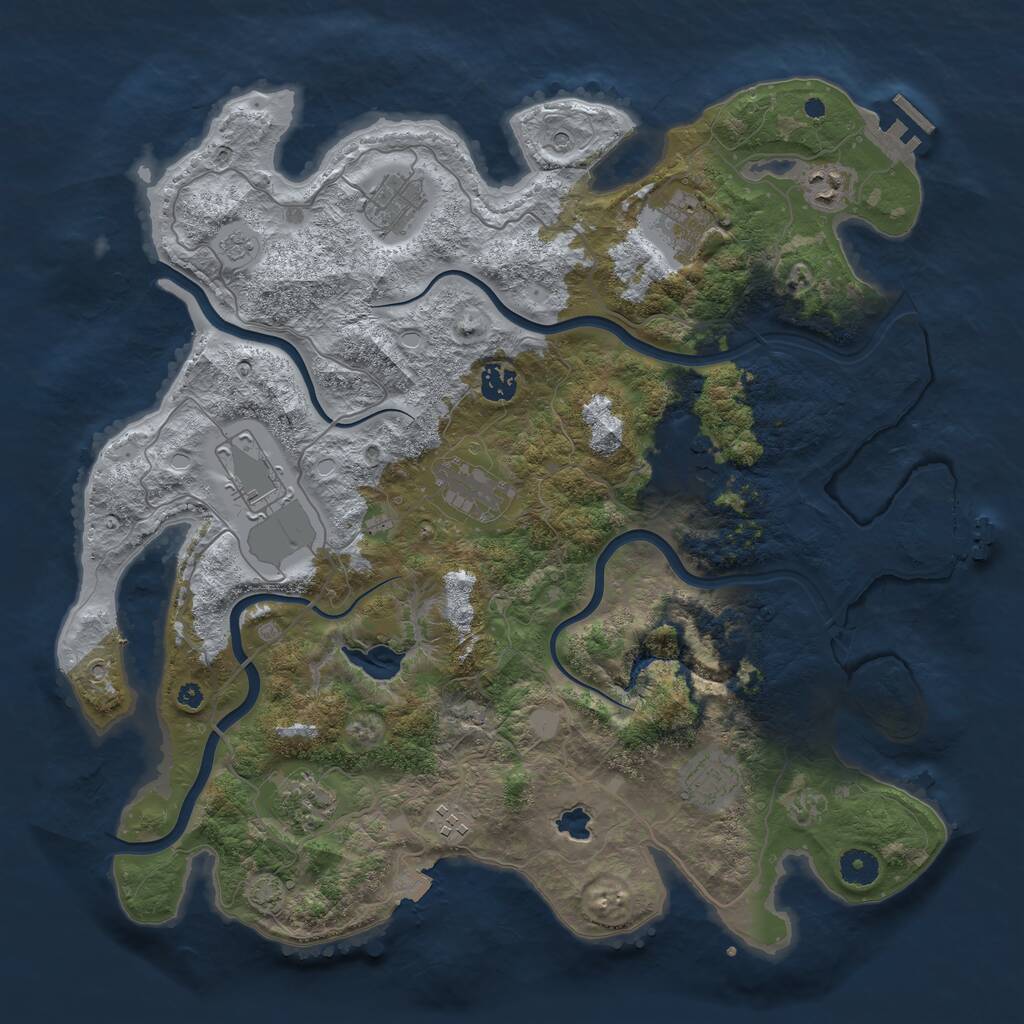 Rust Map: Procedural Map, Size: 4100, Seed: 1206038176, 16 Monuments