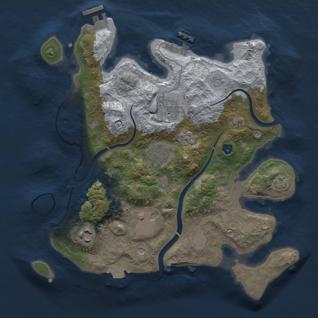 Rust Map: Procedural Map, Size: 3000, Seed: 444566133, 11 Monuments