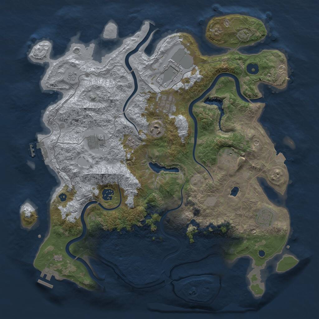 Rust Map: Procedural Map, Size: 4000, Seed: 655291, 14 Monuments